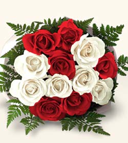  Ankara �i�ek , �i�ek�i , �i�ek�ilik  10 adet kirmizi beyaz g�ller - anneler g�n� i�in ideal se�imdir -