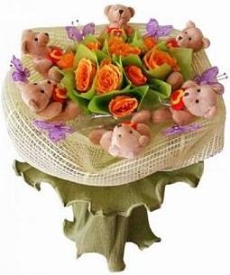 6 adet pelus ayicik 12 adet yapay g�l buketi  Ankara �i�ek g�nderme sitemiz g�venlidir 
