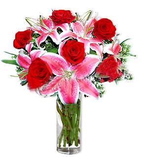  Ankara demetevler çiçek siparişi çiçek yolla  1 dal cazablanca ve 6 kırmızı gül çiçeği