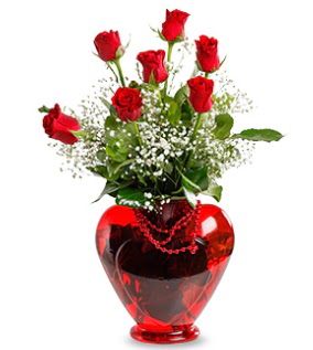 Kalp cam içinde 7 adet kırmızı gül  Ankara demetevler çiçek gönderme çiçek siparişi sitesi  