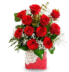 11 adet k�rm�z� g�l vazosu  Ankara demetevler cicek , cicekci 