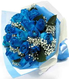 15 adet mavi gülden şahane eşsiz buket  Ankara uluslararası çiçek gönderme 