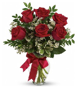 Cam vazo içerisinde 6 adet kırmızı gül  Ankara demet çiçek gönderme  