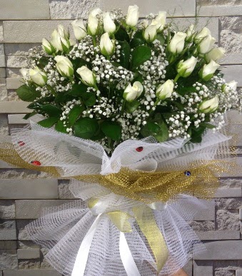 41 adet beyaz gül kız isteme buketi  Ankara demetevler çiçek satışı  