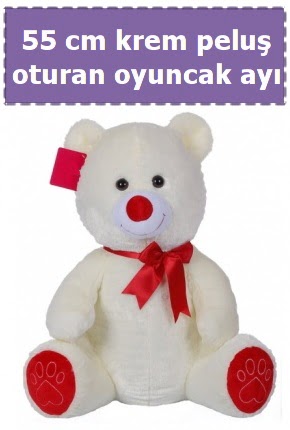 55 cm krem orta boy oturan pelu� ay�  demetevler �i�ek�i Ankara ucuz �i�ek g�nder 