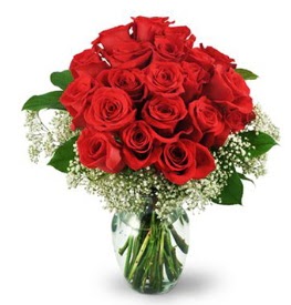 25 adet kırmızı gül cam vazoda  Ankara çiçek , çiçekçi , çiçekçilik 