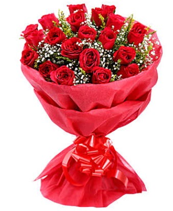 21 adet kırmızı gülden modern buket  Ankara demet çiçek gönderme  