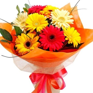 9 adet kar���k gerbera buketi  Ankara �i�ek , �i�ek�i , �i�ek�ilik 