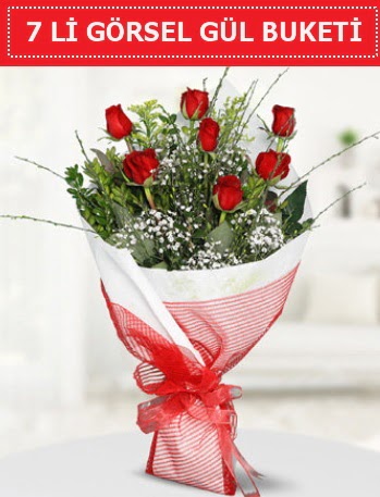 7 adet k�rm�z� g�l buketi A�k budur  Ankara demetevler �i�ek sat��� 