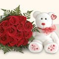 10 adet g�l ve beyaz ayicik