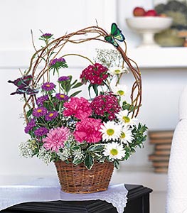  Ankara cicekciler , demetevler cicek siparisi  sepet i�erisinde karanfil gerbera ve kir �i�ekleri
