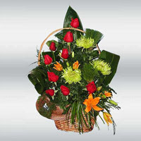 sepet i�erisinde 9 g�l ve kir �i�ekleri  Ankara ucuz �i�ek g�nder �i�ek ma�azas� , �i�ek�i adresleri 
