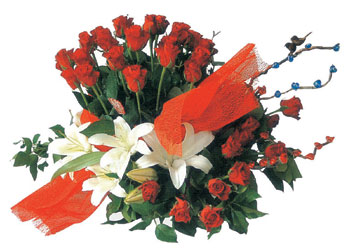  demetevler çiçekçi Ankara ucuz çiçek gönder  17 adet gül ve kazablanka çiçegi aranjmani