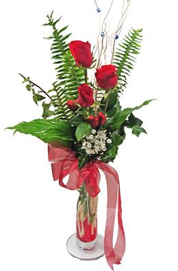 Çiçek gönderin cam vazoda 3 gül çiçekleri  Ankara demetevler çiçek gönderme çiçek siparişi sitesi 