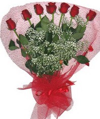 7 adet kipkirmizi gülden görsel buket  Ankara ucuz çiçek gönder çiçek mağazası , çiçekçi adresleri 