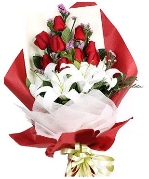  demetevler çiçek yolla Ankara çiçekçiler  1 dal kazablankaa 9 adet kırmızı gül buketi