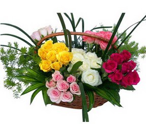  demetevler çiçekçi Ankara ucuz çiçek gönder  35 adet rengarenk güllerden sepet tanzimi