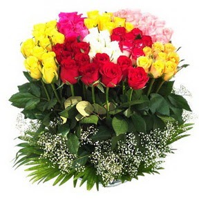  Ankara ucuz çiçek gönder çiçek mağazası , çiçekçi adresleri  51 adet renkli güllerden aranjman tanzimi