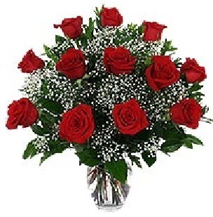  Ankara demetevler çiçekçi mağazası  12 adet kırmızı gülden vazo tanzimi