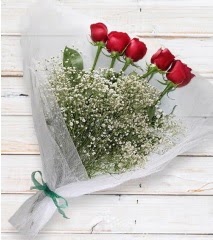 5 kırmızı gülden sade buket  Ankara demetevler çiçek siparişi çiçek yolla 