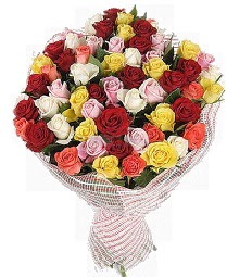 51 adet rengarenk gül buketi  Ankara ucuz çiçek gönder çiçek mağazası , çiçekçi adresleri 