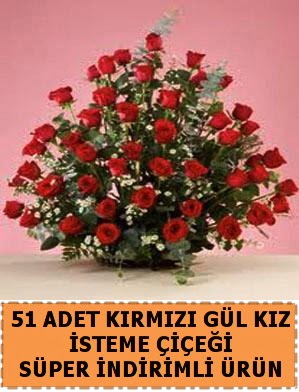 51 Adet kırmızı gülden kız isteme çiçeği  Ankara internetten çiçek satışı 