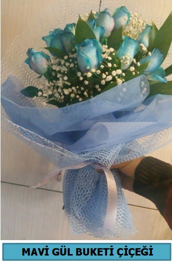12 adet mavi gülden mavi buket  Ankara demetevler çiçek yolla çiçekçi telefonları 