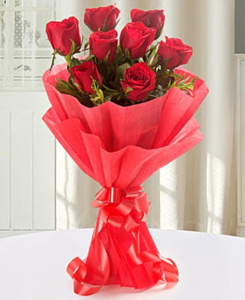 9 adet kırmızı gülden modern buket  Demetevler Ankara İnternetten çiçek siparişi  