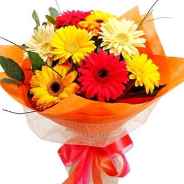 9 adet karışık gerbera buketi  Ankara çiçek , çiçekçi , çiçekçilik 