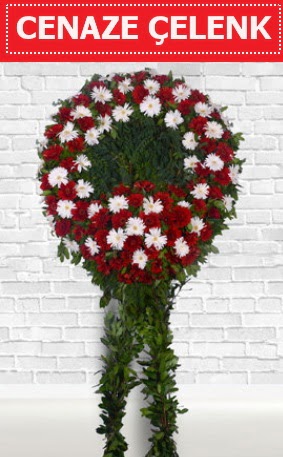 Kırmızı Beyaz Çelenk Cenaze çiçeği  Demetevler Ankara İnternetten çiçek siparişi 