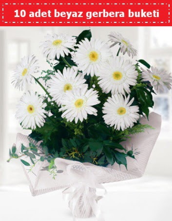 10 Adet beyaz gerbera buketi  Ankara çiçek , çiçekçi , çiçekçilik 